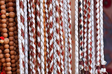 Rudraksha seed and braided leather bracelets. Kathmandu-Nepal. 2029