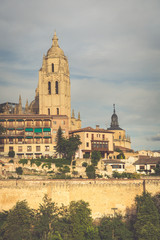 Fototapeta na wymiar Segovia, Spain. Panoramic view of the historic city of Segovia s