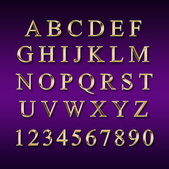 Gold alphabet with numbers