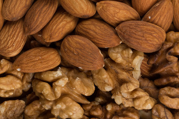 mixed nuts background above closeup