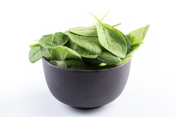 Green spinach on a white background