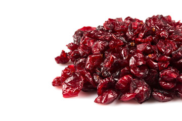 Dried cranberries  on white