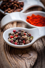 Dry spices in spoon.