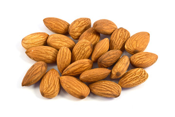 Pile of almond nuts isolated