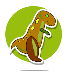 Illustration of dino tyrannosaurus with green circle background