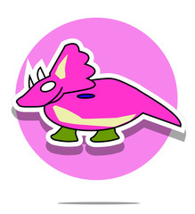Illustration of a dinosaur with pink circle background