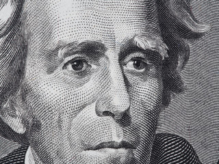 US President Andrew Jackson face on twenty dollar bill macro, 20 usd, united states money closeup