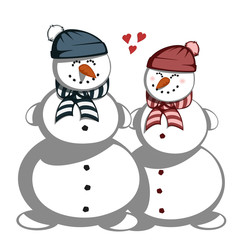 Snowman couple in love.