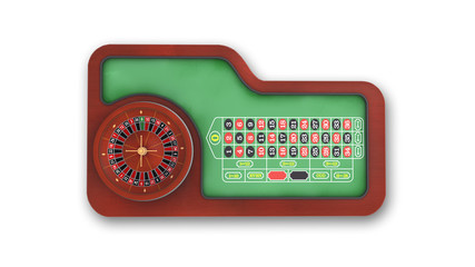 Roulette Table isolated on white background, top view