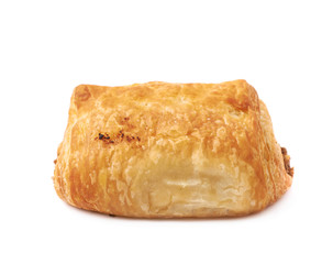 Meat filled pastry bun isolated