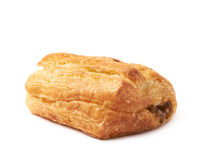 Meat filled pastry bun isolated