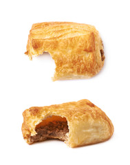 Meat filled pastry bun isolated