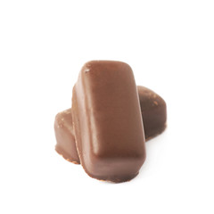 Chocolate coated candy bar isolated