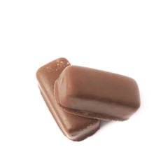 Chocolate coated candy bar isolated
