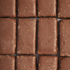 Surface covered with chocolate candies