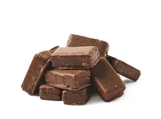 Pile of chocolate candies isolated