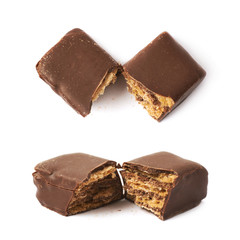 Chocolate waffle candy isolated