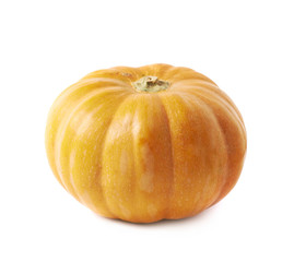 Single ripe orange pumpking isolated