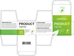 Box design, die-stamping. Vector template