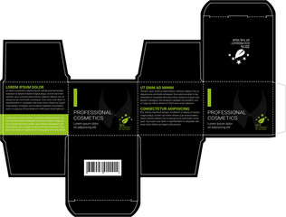 Box design, die-stamping. Vector template