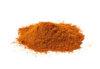 Pile of red cayen pepper isolated