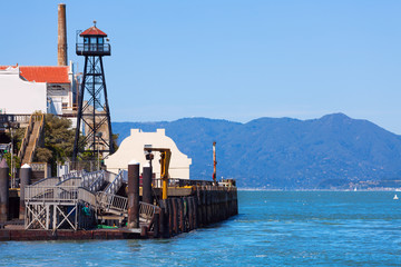 Watchtower and embankment of Alcatraz prison