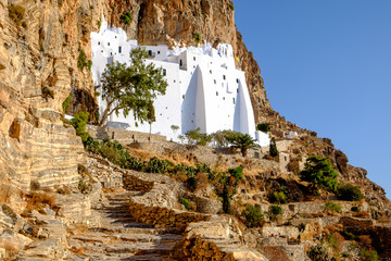 Detail view of Panagia Hozovitissa monastery on Amorgos island, - obrazy, fototapety, plakaty