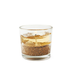 Golden gel candle isolated