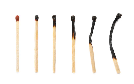 Different stages of match burning