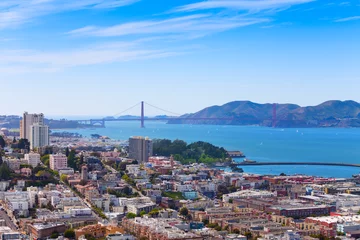 Fototapeten San Francisco city bay and Golden Gate bridge © Sergey Novikov
