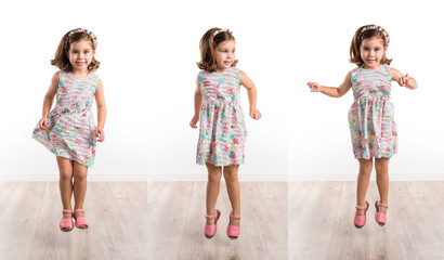 Girl jumping in studio