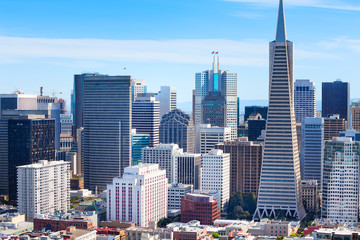 Fototapeta na wymiar Panorama of San Francisco downtown skyscrapers