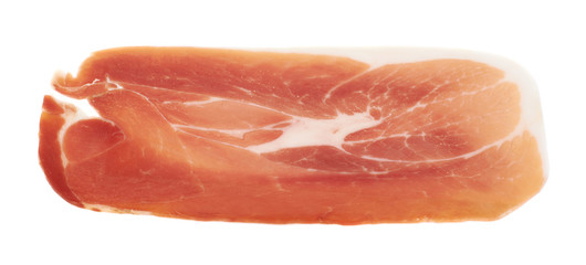 Slice of a prosciutto ham isolated
