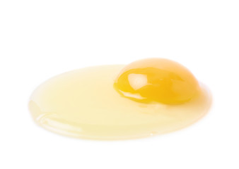 Cracked raw chicken egg isolated