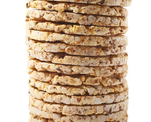Pile of diet rice crackers isolated