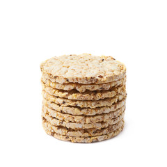 Pile of diet rice crackers isolated