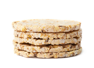Pile of diet rice crackers isolated