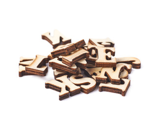 Pile of wooden letters isolated