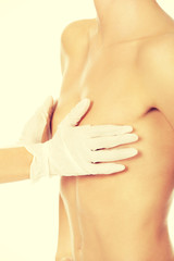 Young woman before breast surgery