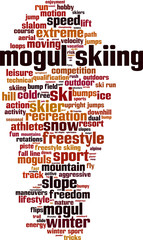Obraz premium Mogul skiing word cloud concept. Vector illustration