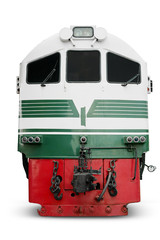 Diesel locomotive on white