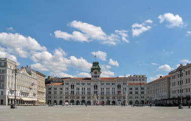 Fototapeta na wymiar The main square and the town hall of Trieste
