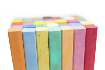 stack of variety colors of chalk pastel