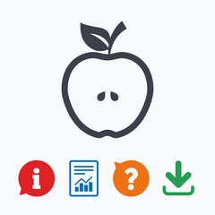 Apple sign icon. Fruit with leaf symbol.