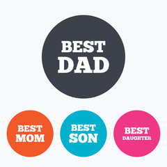 Best mom and dad, son, daughter icons.