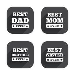 Fototapeta premium Best mom and dad, brother, sister icons.