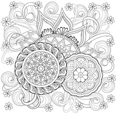doodle flowers and mandalas