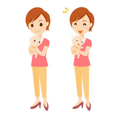 子育て　女性　表情　全身　セット