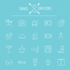 Travel and holiday icon set.