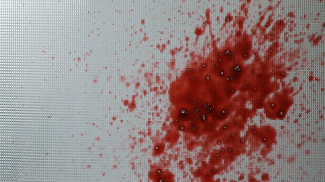 Blood splash on frosted glass
